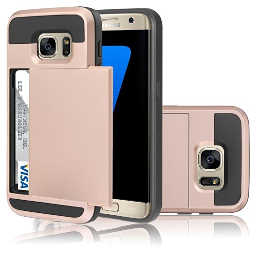 Galaxy Note 7 Case,Inspirationc® Dual-Layer Hybrid Armor Wallet Case for Samsung Galaxy Note 7--Rose Gold