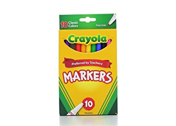 Crayola 58-7726 Classic Fine Line Markers Assorted Colors 10 Count