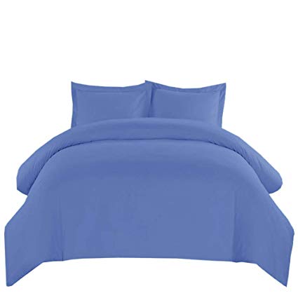 Royal Hotel Solid Periwinkle 550-Thread-Count 3pc Full/Queen Duvet-Cover 100-Percent Cotton, Sateen Solid