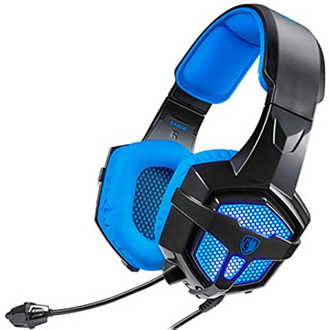 SADES SA806 USB 3.5mm Jack Lightweight Gaming Headset With Flexible Microphone and Deep Bass for Pc/Mac/Table/Notebook(Black and Blue)