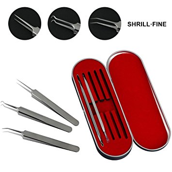 HailiCare Blackhead Removal Kit, 5pcs Set Professional Stainless Steel Extractors for Blemish, Acne, Pimple, Blackhead, Whiteheads Removal