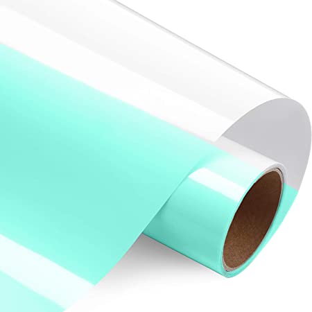 10 Inch x 5 Feet Glossy Adhesive Craft HTV Glow in Dark Vinyl for T-Shirts, Hats, Clothing, Iron on HTV Compatible with Cricut, Cameo, Heat Press Machines, Sublimation (Blue)