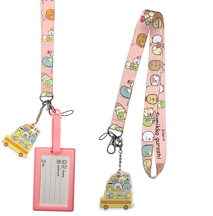 Lanyard with id Holder, Cute ID Badge Holder Lanyard for Women Girls Kids, Cartoon Animal Lanyard for Keys with Keychain and Charm Pendant(Sumikko Gurashi)