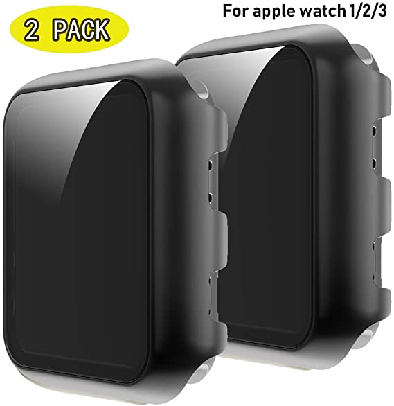 KPYJA Compatible with Apple Watch Series 5/Series 4 Screen Protector 44mm, Anti-Scratch Shockproof Matte PC Hard Cover and Hard PET Screen Protector for Apple Watch Series 5 (Black, 44mm)