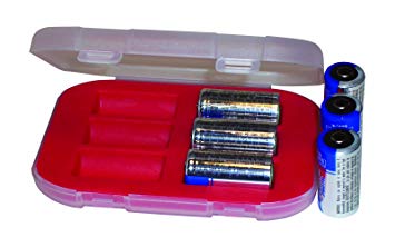 Malamute Rugged CR123 Battery Storage Case - Holds 6, Traction Feet, Made in The USA (Red)