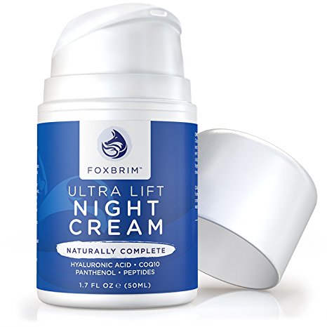 Foxbrim Ultra Lift Night Cream - Anti-Aging Moisturizer - Restore Youthful Skin With Natural & Organic Ingredients - CoQ10, Panthenol, Peptides, Hyaluronic Acid - 1.7OZ