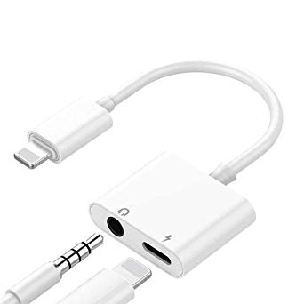 [Apple MFi Certified] 3.5mm Headphone Adapter for Phone Splitter Jack Dongle Earphone Cable Charge and Aux Audio Connector for Phone X/Xs/XS max/8/8 Plus/7/7 Plus Support iOS 12
