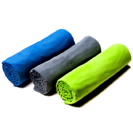 Microfiber Towel by Rainleaf. Perfect Sports & Travel Towel. Fast Drying - Antibacterial - Super Absorbent - Ultra Compact. Suitable for Camping, Gym, Beach, Swimming, Backpacking.