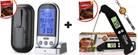 ThermoFuture Gray Meat Thermometers Temperature Range 40M-50M   Black Instant Read Instant Read Digital - Made From High Quality Materials - With Free eBook And 1 pc. Bottle Opener