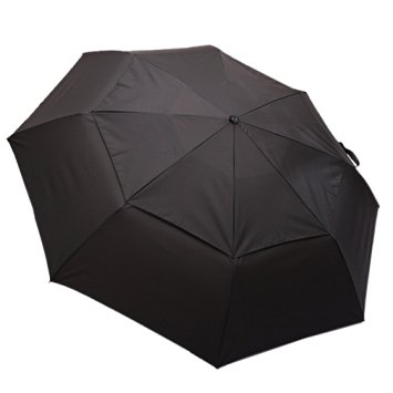 Leewin Classic Black Automatic Folding Wind Resistant Premium Compact Travel Umbrella With Double-canopy (Black)
