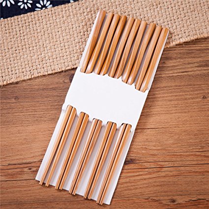 10 (5 pairs) Durable Twist Bamboo Chopsticks