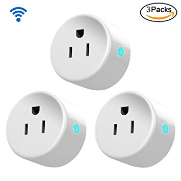 Anbes Smart Plug, WiFi Plug Wireless Mini Outlet Socket Work with Amazon Alexa, No Hub Required, Remote Control by Smart Phone with Timing Function from Anywhere (3 Packs)