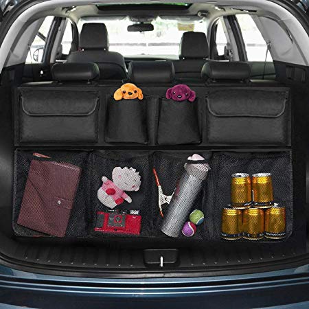 Fahren Car Seat Back Storage Bag, Multipurpose Larger Space Car Trunk Organizer/Storage Cargo Hanging Bag for Vans, SUVs and Most Cars