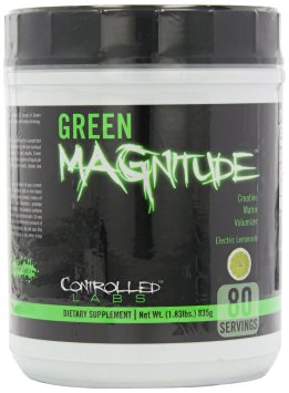 Controlled Labs Green Magnitude, Creatine Matrix Volumizer, 80 Serving, Green Lemonade, 1.83-Pound Plastic Jar