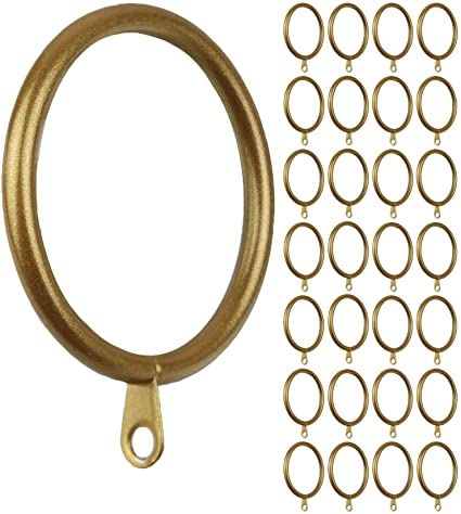 Meriville 28 pcs Gold 1.5-Inch Inner Diameter Metal Curtain Rings Eyelets, Fits Up to 1 1/4-Inch Rod