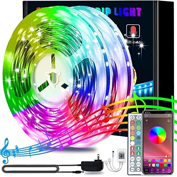 65.6ft Led Lights, KIKO 20m Smart RGB Led Lights Strip for Bedroom with Bluetooth and Remote Controller Led Light Strips Sync to Music (65.6ft)