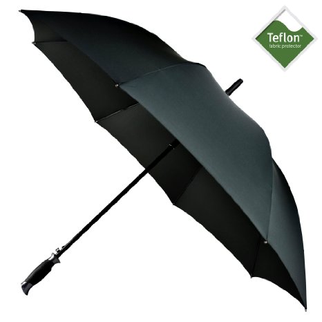LifeTek New Yorker 54 Automatic Open Umbrella with Windproof Frame 210T Microfiber Fabric with Teflon Rain Repellant Technology