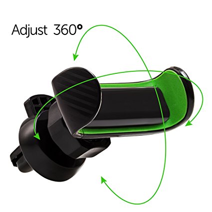 Mobile Phone Car Mount (Green) | Air Vent Mounted Cell Phone Holder | 360 Rotation, Hands-Free Positioning | Travel-Friendly, Adjustable Design