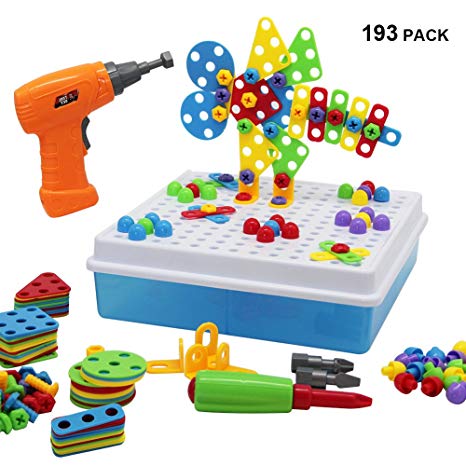 YOFIT Electric DIY Drill Toy Set STEM Toy Early Education Drill Game（193 Pack）