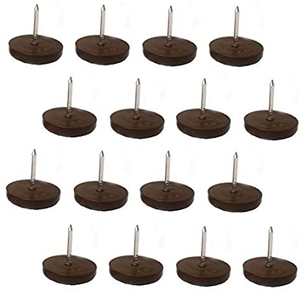 3/4" Furniture Chair Nail Feet Glides Protect Floor (Brown) - Pack of 100