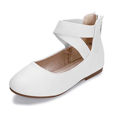 Hehainom Toddler/Little Kid Girl's Gracy Dress Ballet Flats Ankle Strap Elastic Mary Jane Ballerina Shoes