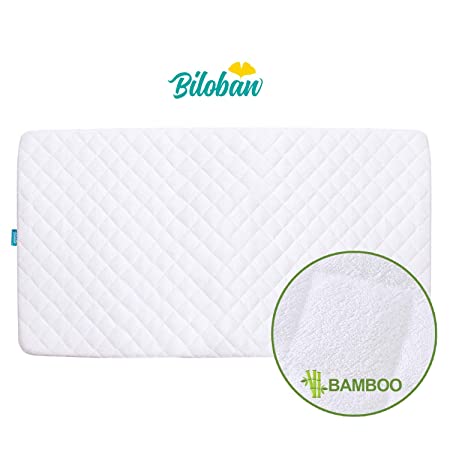 Crib Mattress Pad Cover for 52" × 28" Standard Crib Mattress, Ultra Soft Bamboo Fleece Surface and Premium Waterproof Layer, Washer & Dryer Friendly