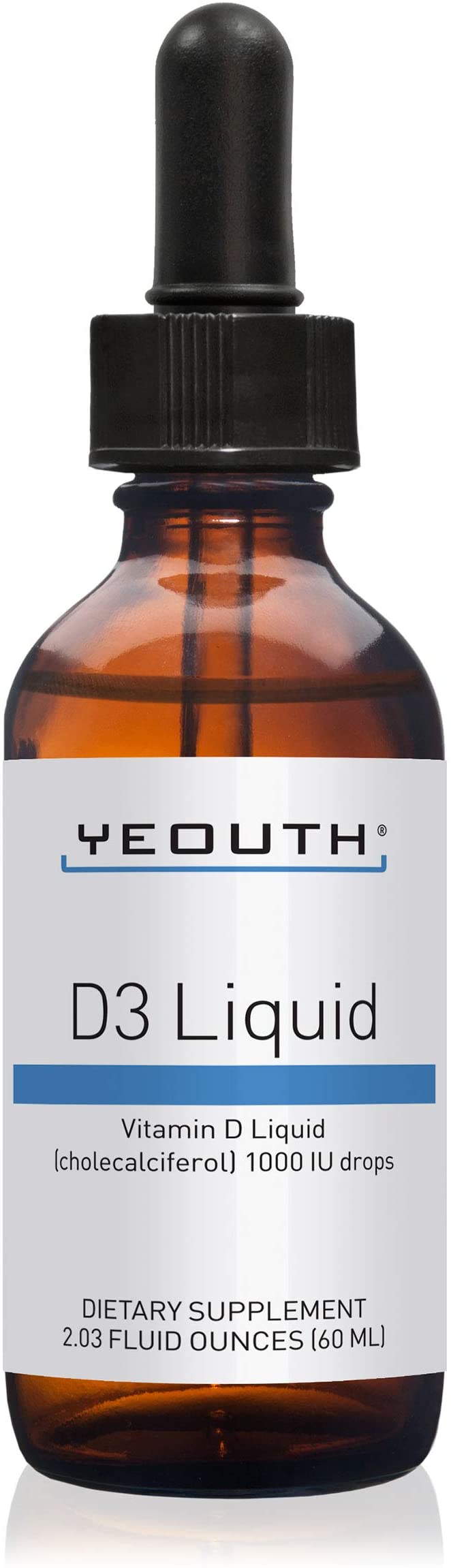 YEOUTH Vitamin D3 Liquid Drops 1000 IU Per Drop, Best Vitamin D Supplement for Strong Bones & Joints, Healthy Immune System, Combat Hair Loss, Boost Energy - 60 ml