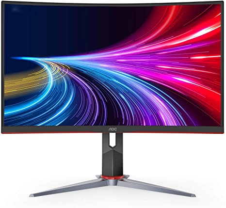 AOC C27G2Z 27" Curved Frameless Ultra-Fast Gaming Monitor, FHD 1080p, 0.5ms 240Hz, FreeSync, HDMI/DP/VGA, Height Adjustable, 3-Year Zero Dead Pixel Guarantee, Black, 27" FHD Curved (Renewed)