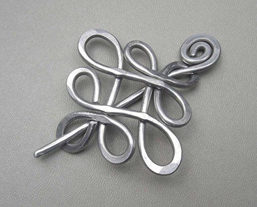 Looping Celtic Crossed Knots Aluminum Shawl Pin, Sweater Brooch