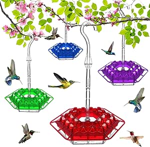 Meanwhile Hummingbird Feeder, Mary's Hummingbird Feeder, Shirem Hummingbird Feeder, Thohha Robs Hummingbird Feeder, Hummingbird Feeders for Outdoors, Hanging, for Garden, Yard, Park-4colors