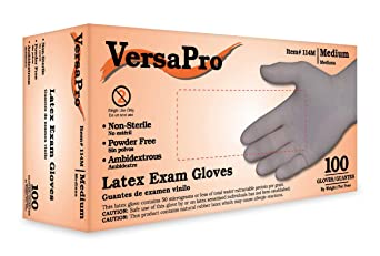 Dynarex Safe-Touch Powder-Free Latex Gloves, Medium, Box/100