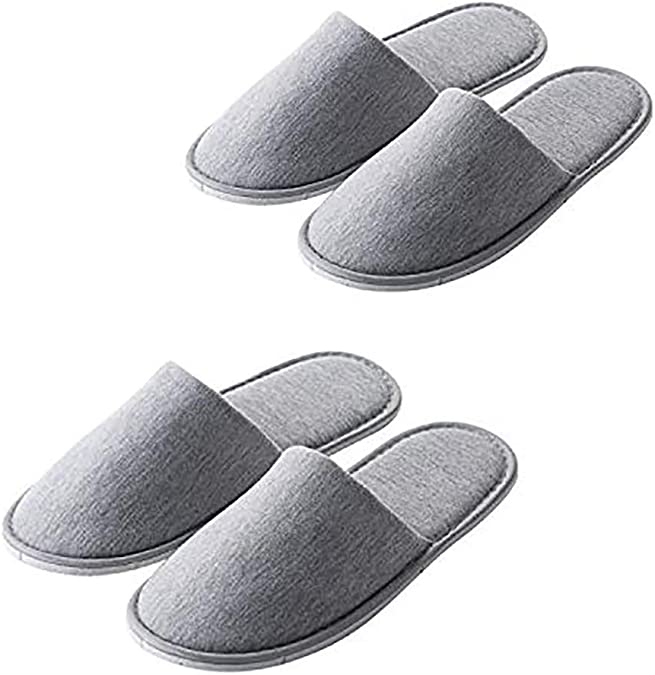 Rocutus 2 Pair Disposable Slippers,Disposable Slippers Bulk Guest Slippers,Travel Portable Polyester-cotton Slippers Home Interior Slippers Hotel Special Anti-skid Shoes Cotton Trailer