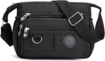 Crossbody Bag Women Multi Pocket Nylon Messenger Bag Waterproof Shoulder Bag Lightweight Travel Handbag
