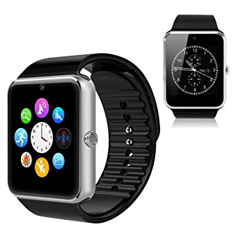 YEMON Smart Watches Bluetooth with Camera Compatible with Iphone Android That Can Text Rose Gold / Silver / Grey (Silver)