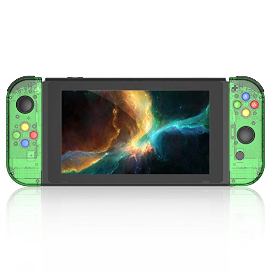 BASSTOP [Update Version] NS Joycon Handheld Controller Housing DIY Replacement Shell Case for Nintendo Switch Joy-Con (L/R) Without Electronics(Joycon-Jungle Green)