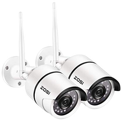 ZOSI Wireless Security Cameras 2 Pack 1080P Full HD Wi-Fi Surveillance IP Cameras with Motion Detection Remote Access & 65ft Night Vision