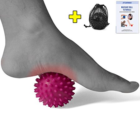STURME Massage Ball Spiky foot Massager for Foot Back Muscle All Body Deep Tissue Trigger Point Therapy Best Therapeutic Massaging Roller Yoga Balls Includes Free Ebook and Holder Bag