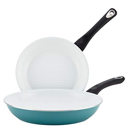 Farberware Purecook Ceramic Nonstick Cookware Twin Pack and Skillets, 9 1/4-Inch/11 1/2-Inch, Aqua