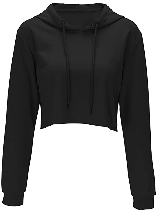 Crop Top Hoodie for Women Long Sleeve Crop Top Sweatshirt Pullover Hooded Sweatshirt