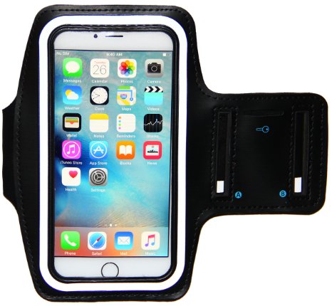 iPhone 6 6S PLUS Armband - Running & Exercise Sportband (5.5inch) with Key Holder & Reflective Band (Black)