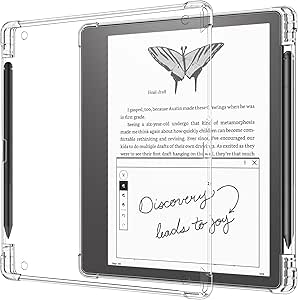 Fintie Clear Case for Kindle Scribe 10.2 Inch Tablet (2022 Released) - Slim Lightweight Clear Soft Flexible Transparent TPU Skin Bumper Back Cover Shell with Pen Holder, Clear