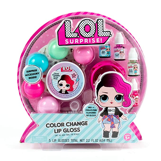 L.O.L. Surprise! Color Change Lip Gloss By Horizon Group Usa, Mix & Create Your Own 5 Color Changing Lip Glosses, DIY Lip Gloss Making Kit, Multicolor