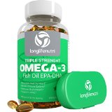 Pure Omega 3 Fish Oil Pills 120 Softgels - Triple Strength Essential Fatty Acids - HIGH DHA and EPA - No Fishy Aftertaste - 100 Natural - Made In USA - 100 Money Back Guarantee