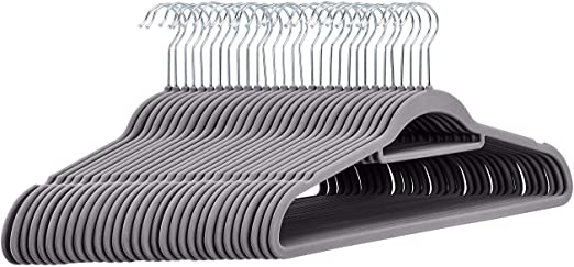 AmazonBasics Velvet Suit Hangers with Tie Hanger, Dark Grey (30-Pack)