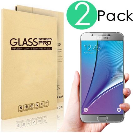 2 Pack Galaxy Note 5 Screen ProtectorVinso Tech Samsung Galaxy Note 5 Tempered Glass Screen Protector026mm 9H Hardness Featuring Anti-ScratchLifetime Warranty