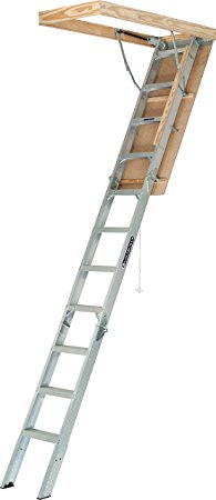 Louisville Ladder AA2210 Elite Aluminum Attic Ladder Type IAA, 22-1/2-Inch x 54-Inch, 375 Pound Load Capacity