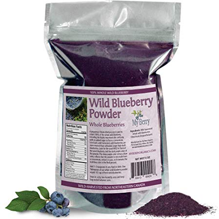 Wild Blueberry Powder-100% Whole Berry; Skin, Pulp and Fiber, 6oz, Not A Concentrate, Juice Powder, Or European Bilberry