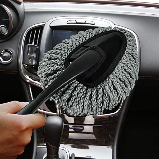 [2019 Upgrade] Wemaker Multi-Functional Car Dash Duster Interior & Exterior Cleaning Dirt Dust Clean Brush Dusting Tool Mop Gray car Cleaning Products Brand New (Gray)