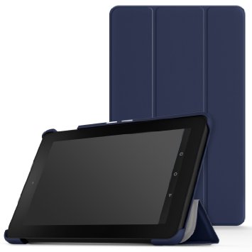 MoKo Case for Fire 7 2015 - Ultra Lightweight Slim-shell Stand Cover for Amazon Fire Tablet (7 inch Display - 5th Generation, 2015 Release Only), INDIGO