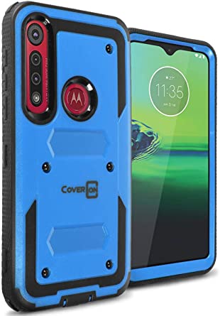 CoverON Heavy Duty Tank Series Case for Motorola Moto G8 Play/Moto G8 Plus/One Macro - Blue